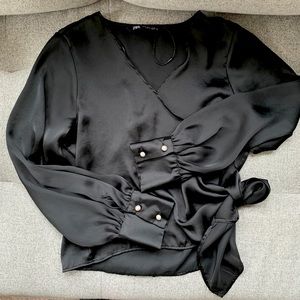 Black Wrap Blouse